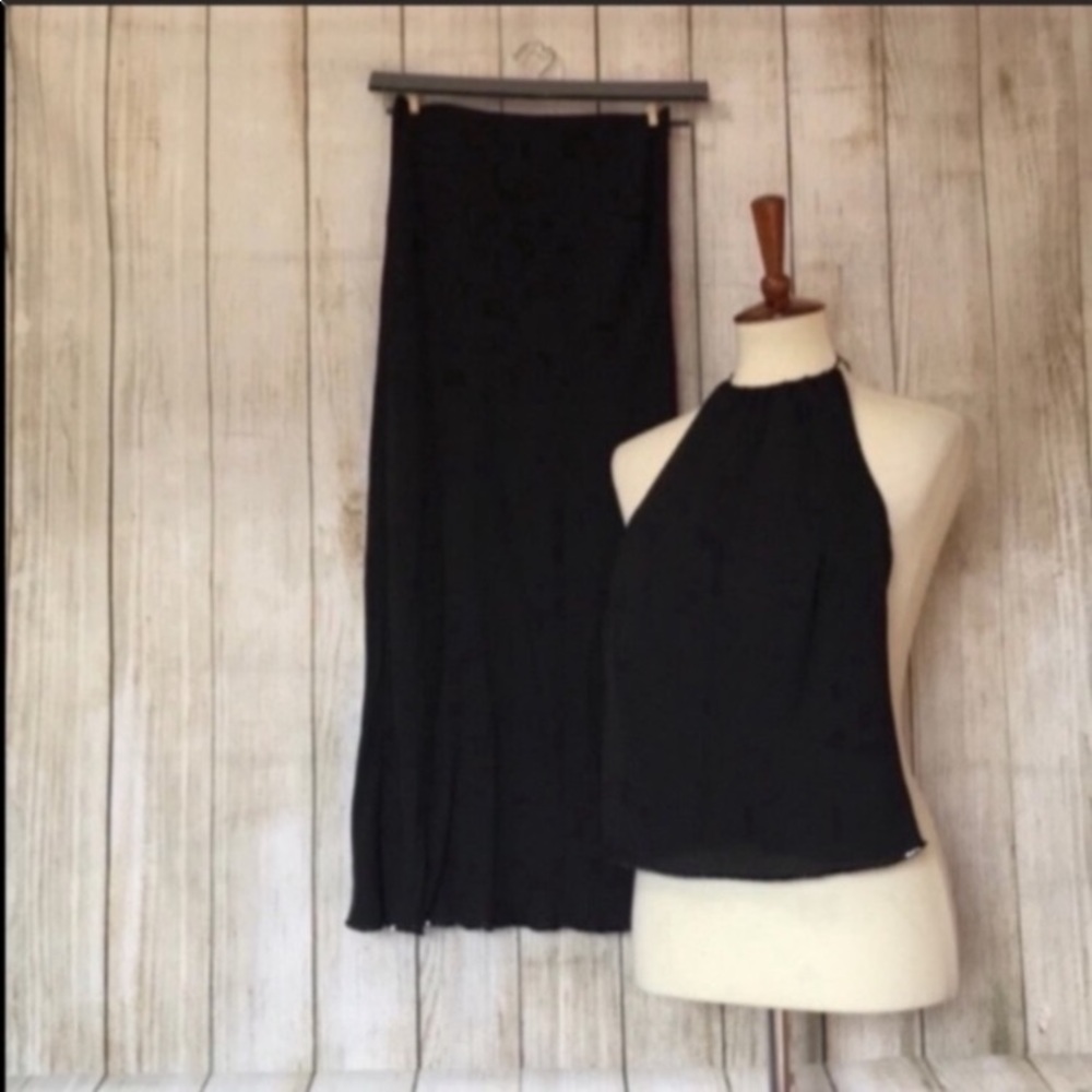 Black 2 piece halter top and skirt